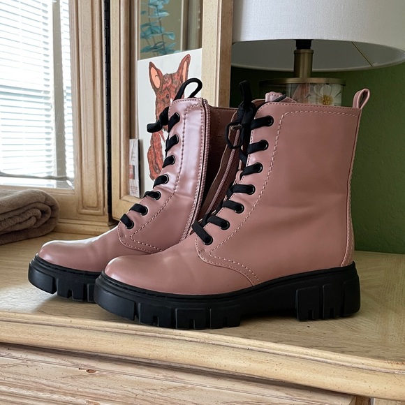 Limelight Dusty Pink Combat Boots - Picture 1 of 9